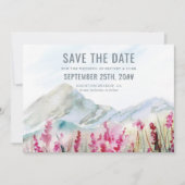 Watercolor Mountain Wildflower Meadow Save The Date (Front)