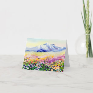 Watercolor mountain wildflowers customizable card