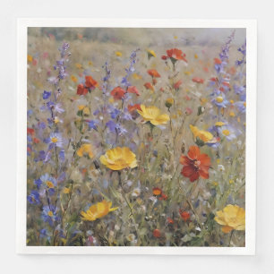 Watercolor Mountain Wildflowers Paper Dinner Napkins