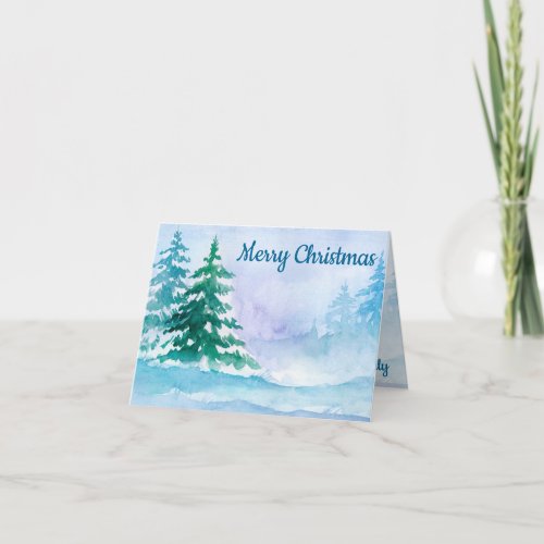 Watercolor Mountain Winter Holiday Greeting Card