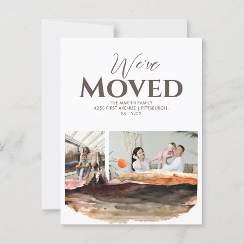 Watercolor Mountains 2 Photos Moving Announcement Postcard