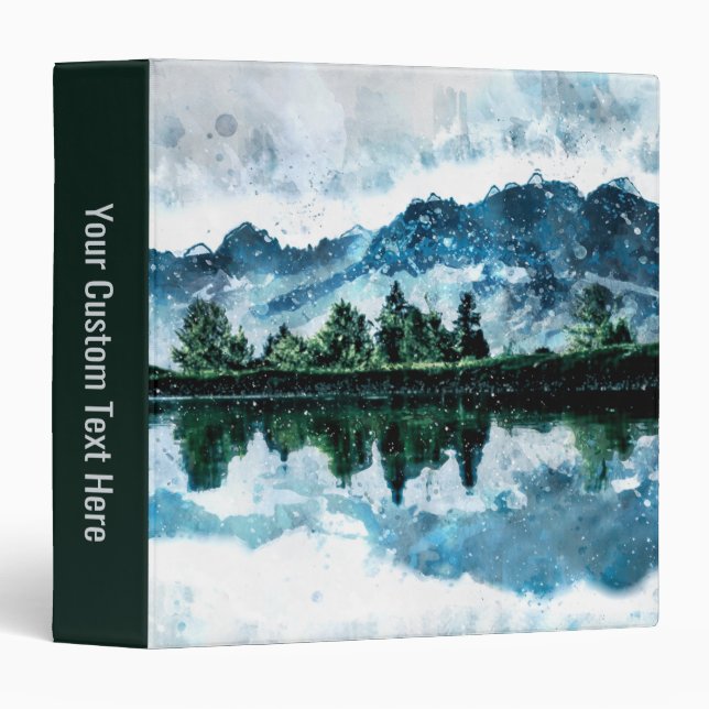 Watercolor Mountains  3 Ring Binder (Front/Spine)