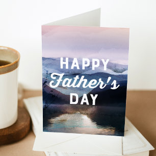 Watercolor Mountains and Lake Happy Father's Day Card