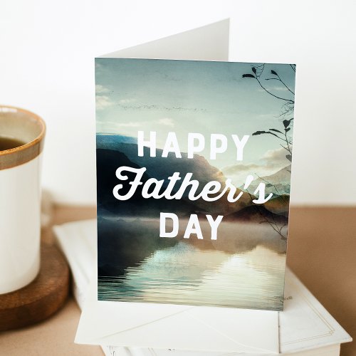 Watercolor Mountains and Lake Happy Fathers Day Card
