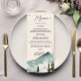 Watercolor Mountains And Pines Wedding Menu