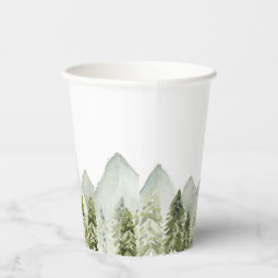 Watercolor Mountains and Trees Paper Cups | Zazzle