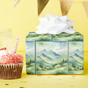 Watercolor Mountains And Valleys Wrapping Paper