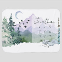 Watercolor Mountains Baby Milestone Blanket