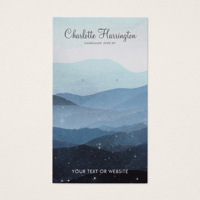 Watercolor Mountains Blue Script Name Jewelry  (Front)