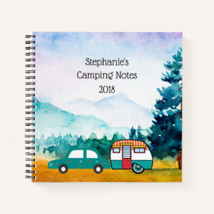 Watercolor Mountains Car and Teardrop Camper Notebook
