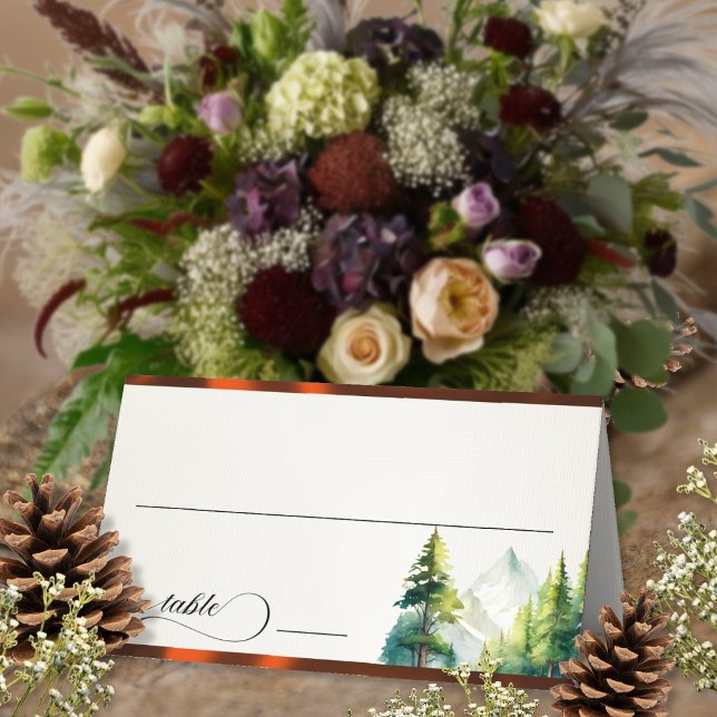 Watercolor Mountains - Copper Place Card (Creator Uploaded)