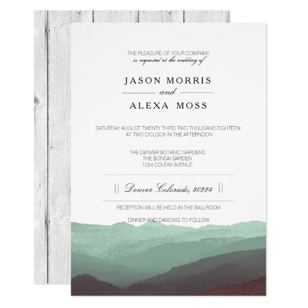 Watercolor Mountains | Elegant Wedding Invitation