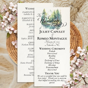 Watercolor Mountains - Ivory Wedding Program