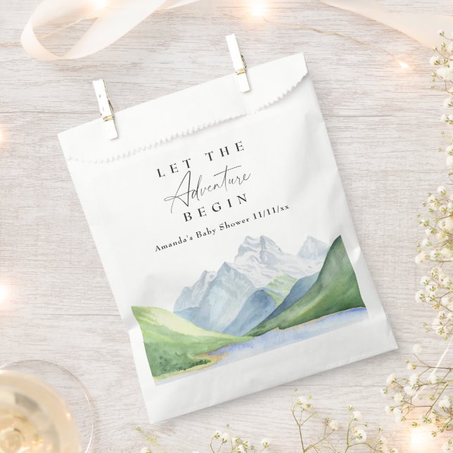 Watercolor mountains - Let the adventure begin Favor Bag (Clipped)