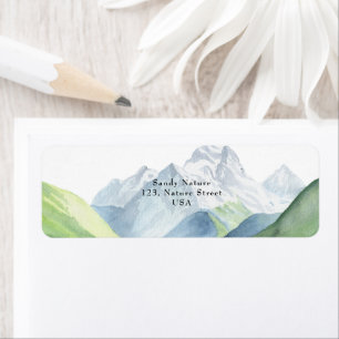 Watercolor mountains - Let the adventure begin Label