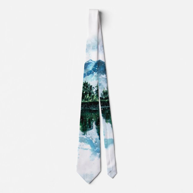 Watercolor Mountains  Neck Tie (Front)