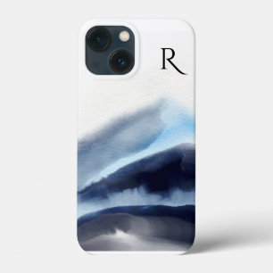 Watercolor Mountains Painting Monogrammed iPhone 13 Mini Case