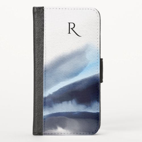 Watercolor Mountains Painting Monogrammed iPhone X Wallet Case