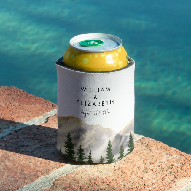 Watercolor Mountains Personalized  Can Cooler (In Situ Pool)