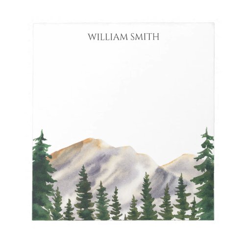 Watercolor Mountains Personalized  Notepad