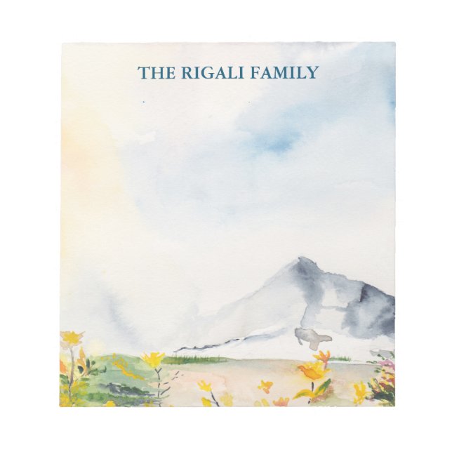 Watercolor Mountains Personalized Notepad (Front)