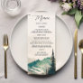 Watercolor Mountains Pine Forest Wedding Menu