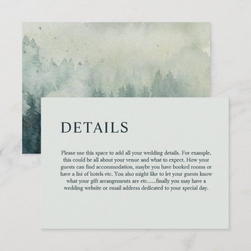 Watercolor Mountains & Pine Trees Wedding Enclosure Card