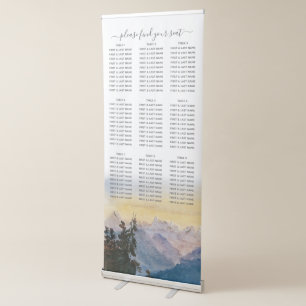 Watercolor Mountains Pine Wedding Seating Chart Retractable Banner
