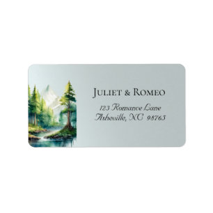 Watercolor Mountains Return Address - Silver Label