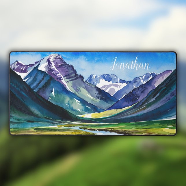 Watercolor Mountains Scenic Landscape Desk Mat (Creator Uploaded)