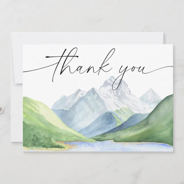 Watercolor mountains Thank you | Zazzle