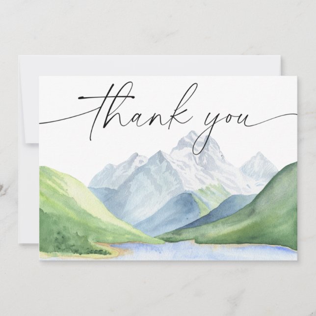 Watercolor mountains Thank you Card (Front)