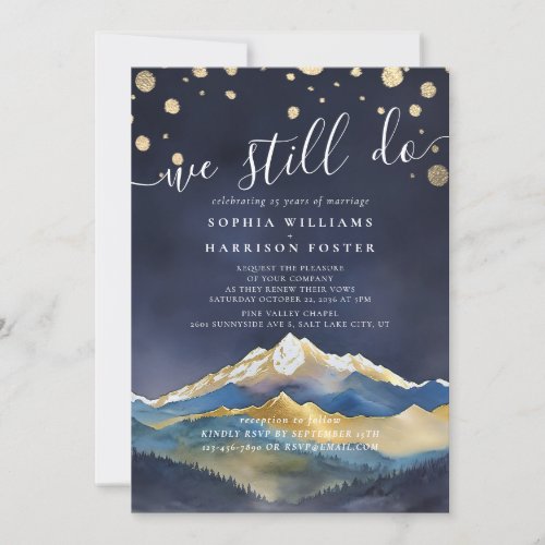 Watercolor Mountains We Still Do Vow Renewal Photo Invitation