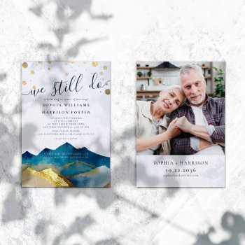 Watercolor Mountains We Still Do Vow Renewal Photo Invitation by ReadyCardCard at Zazzle