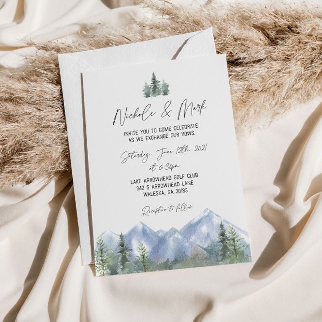 Watercolor Mountains Wedding Invitation (Creator Uploaded)