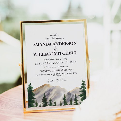 Watercolor Mountains Wedding  Invitation