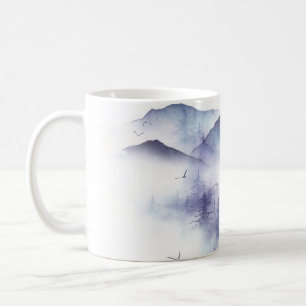 Watercolor mountains, winter landscape illustratio coffee mug