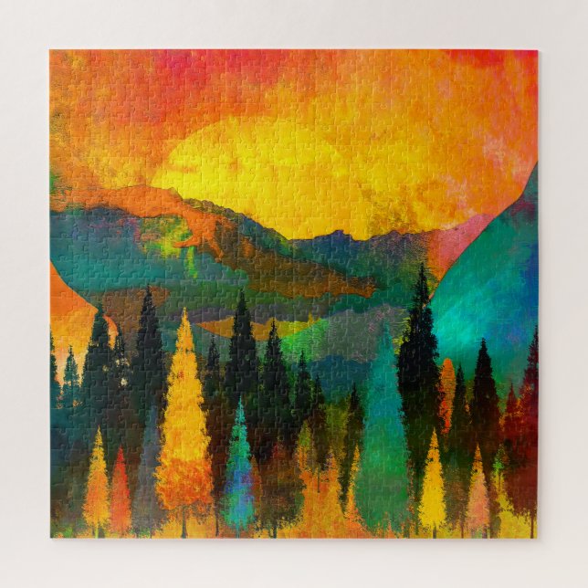 Watercolor Mountains  Wooden Box Sign Acrylic Prin Jigsaw Puzzle (Vertical)