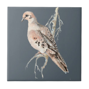 Watercolor Mourning Dove Bird Wildlife Nature art Tile