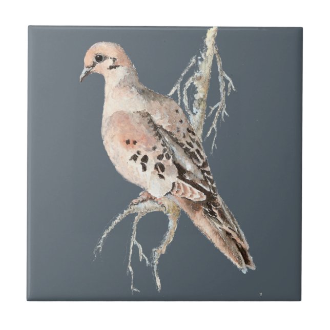 Watercolor Mourning Dove Bird Wildlife Nature art Tile (Front)
