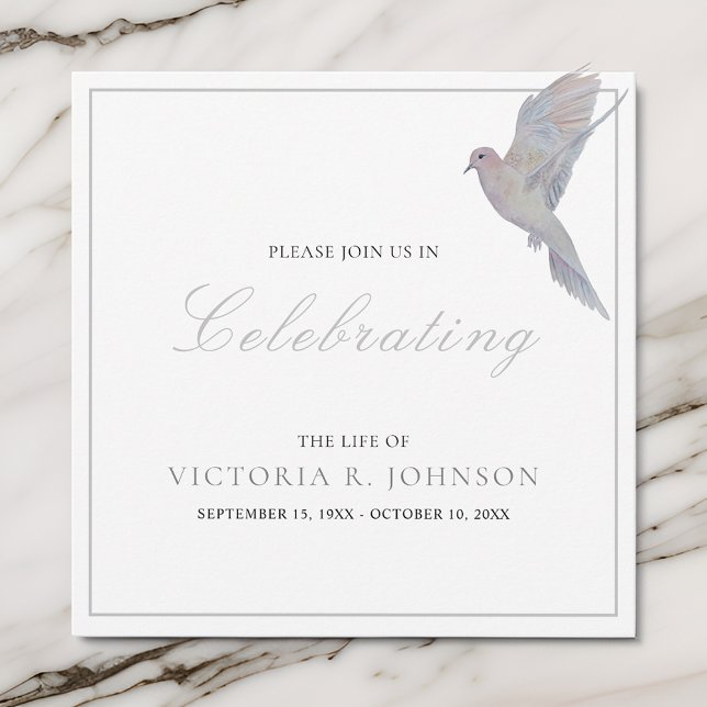 Watercolor Mourning Dove Celebration of Life Invitation (Creator Uploaded)