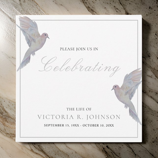 Watercolor Mourning Dove Celebration of Life Invitation (Creator Uploaded)