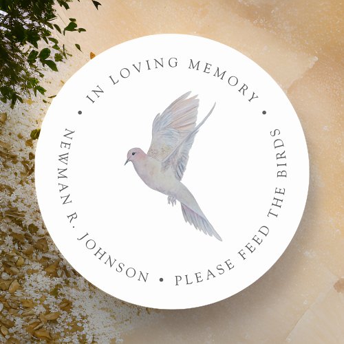 Watercolor Mourning Dove Funeral Memorial  Classic Round Sticker