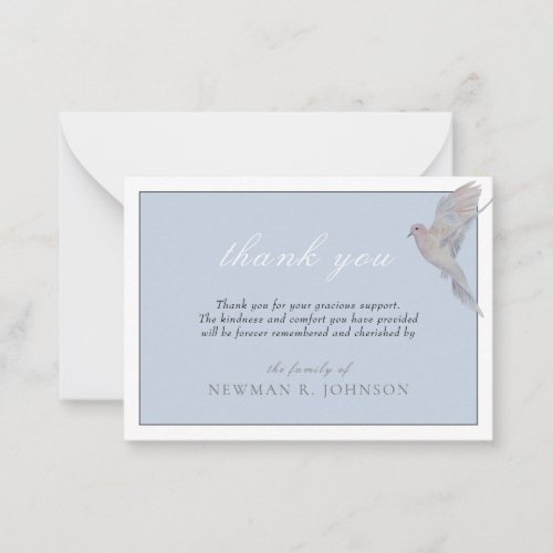 Watercolor Mourning Dove Memorial Thank You Note Card