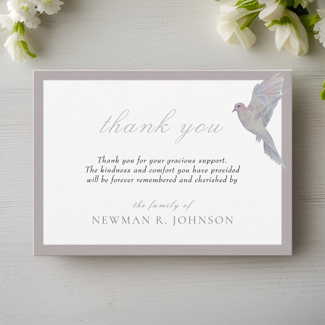 Watercolor Mourning Dove Memorial Thank You Note Card (Creator Uploaded)