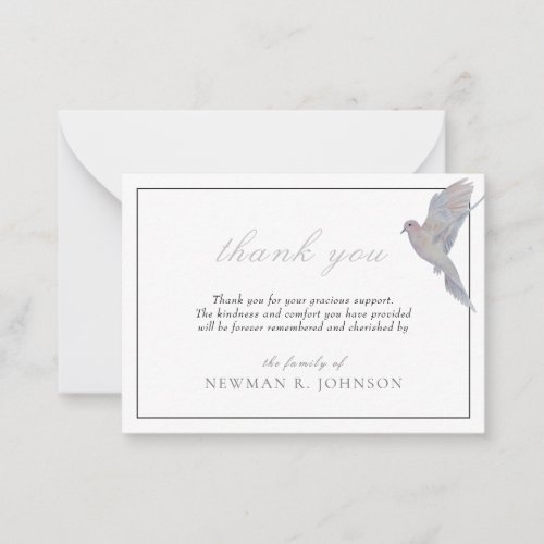 Watercolor Mourning Dove Memorial Thank You Note Card