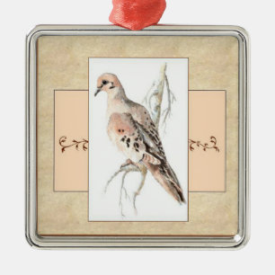 Watercolor Mourning Dove, Turtle Dove, Bird Metal Ornament