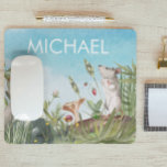 Watercolor Mouse in Field Cottagecore  Mouse Pad<br><div class="desc">This design may be personalized in the area provided by changing the photo and/or text. Or it can be customized by clicking Personalize this Template and then choosing the click to customize further option and delete or change the color of the background, add text, change the text color or style,...</div>