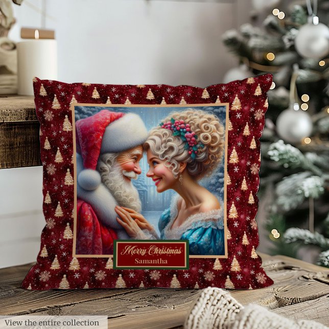 Watercolor Mr & Mrs Claus Christmas Pillow Gift (Watercolor Mr & Mrs Claus Christmas Pillow Gift)
