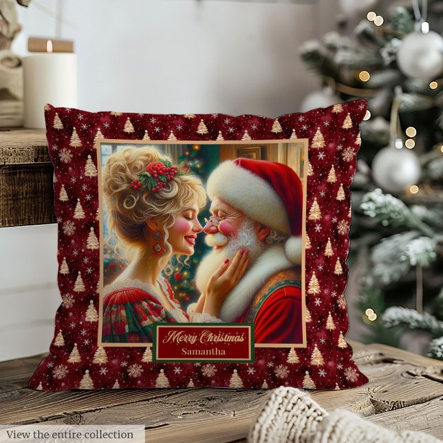 Watercolor Mr & Mrs Claus Custom Holiday Pillow (Watercolor Mr & Mrs Claus Custom Holiday Pillow)